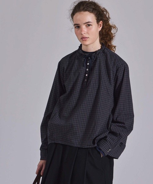 Kelen(ケレン)の「「KELEN / ケレン」デザインカラーチェック柄ブラウス(シャツ/ブラウス・レディース・ネイビー/ベージュ/ブラウン・S/M)」の5枚目の写真