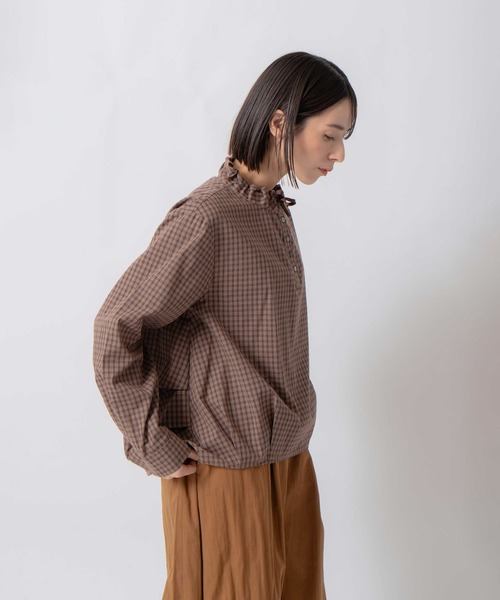 Kelen(ケレン)の「「KELEN / ケレン」デザインカラーチェック柄ブラウス(シャツ/ブラウス・レディース・ネイビー/ベージュ/ブラウン・S/M)」の14枚目の写真