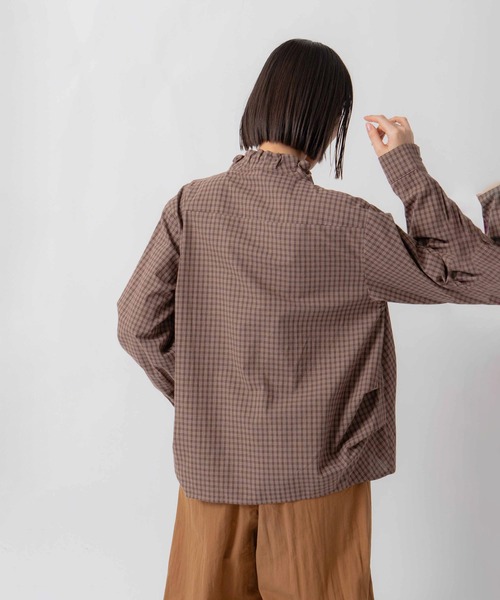 Kelen(ケレン)の「「KELEN / ケレン」デザインカラーチェック柄ブラウス(シャツ/ブラウス・レディース・ネイビー/ベージュ/ブラウン・S/M)」の16枚目の写真