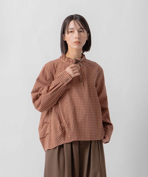 Kelen(ケレン)の「「KELEN / ケレン」デザインカラーチェック柄ブラウス(シャツ/ブラウス・レディース・ネイビー/ベージュ/ブラウン・S/M)」の18枚目の写真