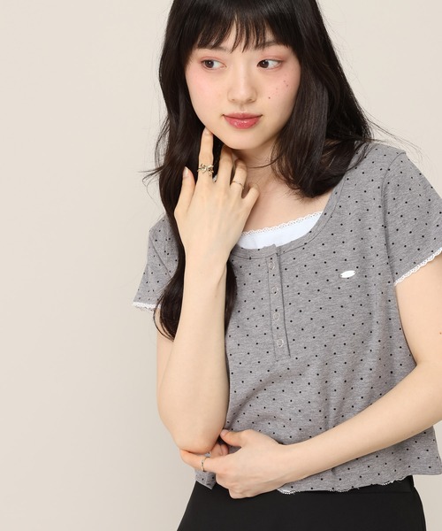 Heather(ヘザー)の「バイカラーヘンリーネックTEE 1051941(Tシャツ/カットソー・レディース・ホワイト系その他/ブルー/グレー系その他・FREE)」の2枚目の写真