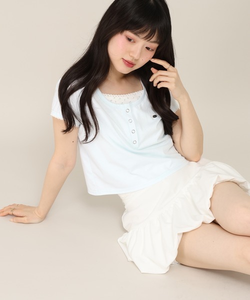 Heather(ヘザー)の「バイカラーヘンリーネックTEE 1051941(Tシャツ/カットソー・レディース・ホワイト系その他/ブルー/グレー系その他・FREE)」の13枚目の写真