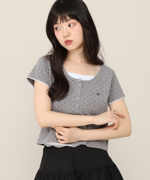 Heather(ヘザー)の「バイカラーヘンリーネックTEE 1051941(Tシャツ/カットソー・レディース・ホワイト系その他/ブルー/グレー系その他・FREE)」の8枚目の写真