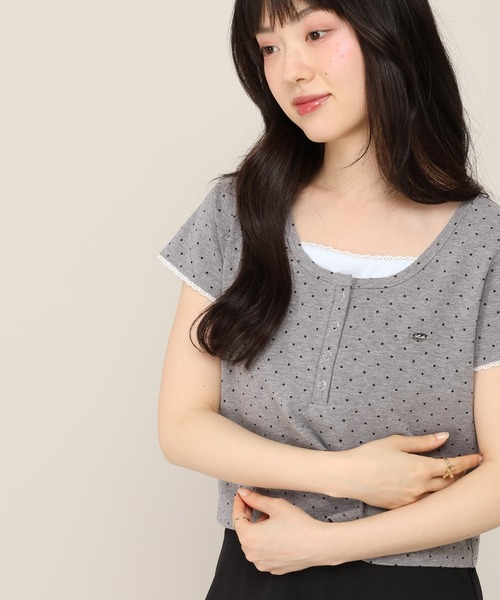 Heather(ヘザー)の「バイカラーヘンリーネックTEE 1051941(Tシャツ/カットソー・レディース・ホワイト系その他/ブルー/グレー系その他・FREE)」の9枚目の写真