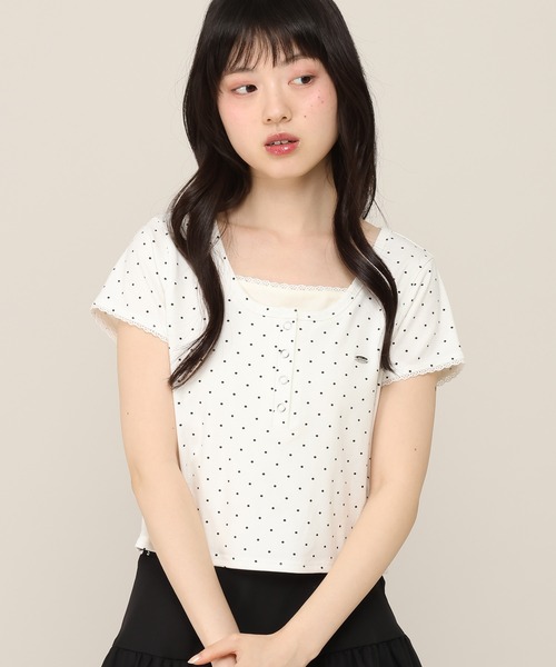 Heather(ヘザー)の「バイカラーヘンリーネックTEE 1051941(Tシャツ/カットソー・レディース・ホワイト系その他/ブルー/グレー系その他・FREE)」の4枚目の写真
