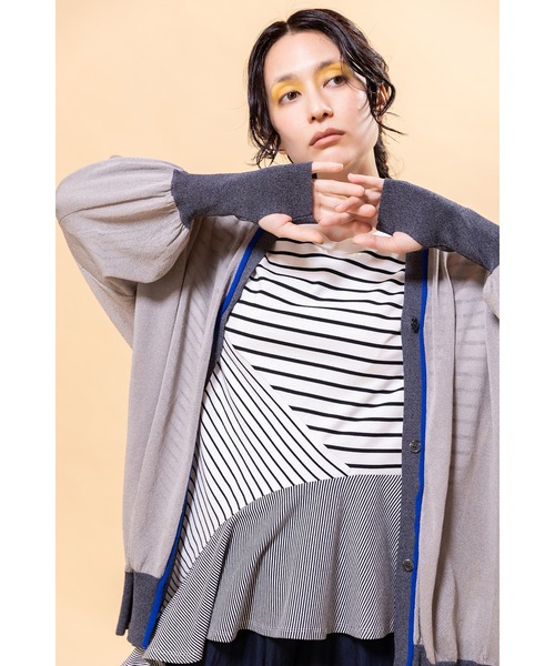 OSMOSIS(オズモーシス)の「配色切替ニットカーディガン(カーディガン/ボレロ・レディース・ライトベージュ/グレー/ブラック・ONE SIZE)」の19枚目の写真