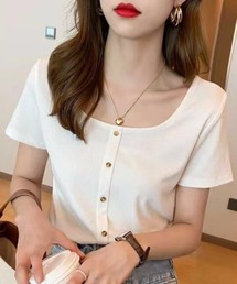NANEA | スクエアネック半袖プルオーバー(Tシャツ/カットソー)