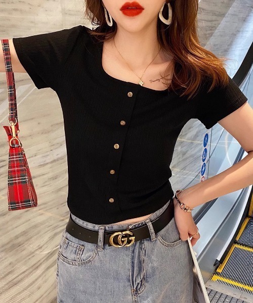 NANEA(ナネア)の「スクエアネック半袖プルオーバー(Tシャツ/カットソー・レディース・ブルー/ピンク/ブラック/ホワイト・フリー)」の13枚目の写真