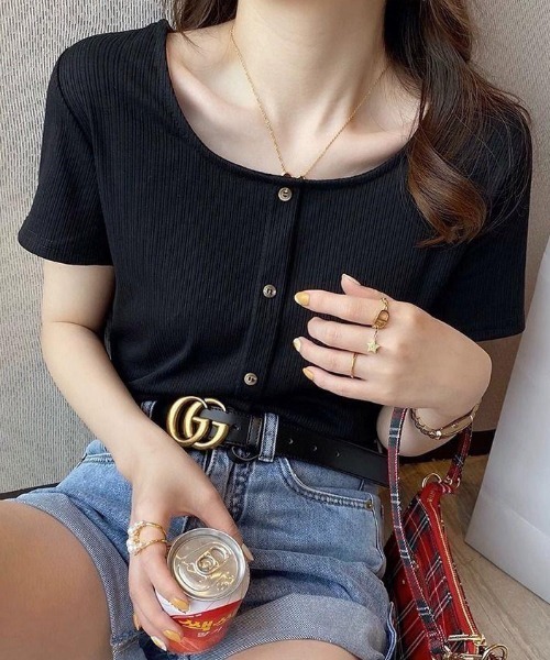 NANEA(ナネア)の「スクエアネック半袖プルオーバー(Tシャツ/カットソー・レディース・ブルー/ピンク/ブラック/ホワイト・フリー)」の16枚目の写真