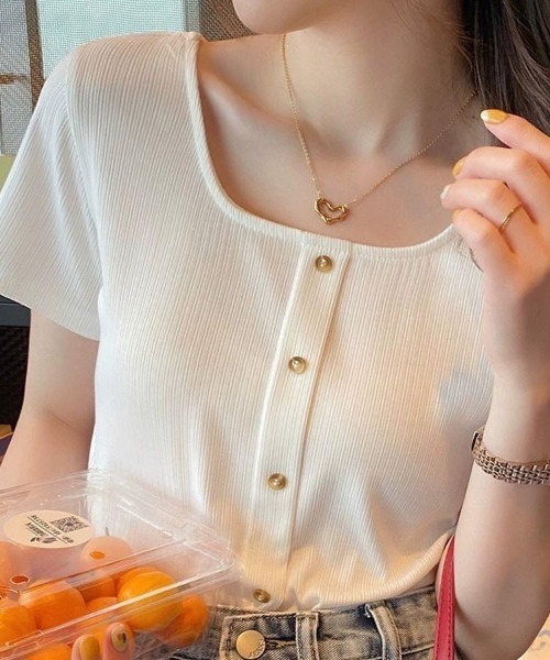 NANEA(ナネア)の「スクエアネック半袖プルオーバー(Tシャツ/カットソー・レディース・ブルー/ピンク/ブラック/ホワイト・フリー)」の22枚目の写真