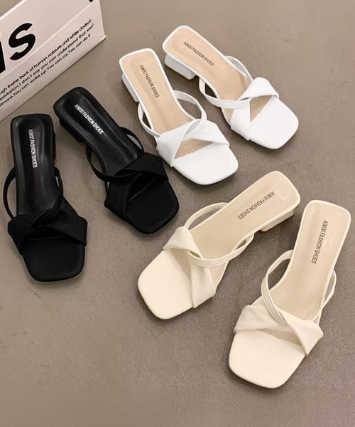 Miniministore(ミニミニストア)の「スクエアトゥサンダル ツイストミュール夏(サンダル・レディース・ホワイト/ブラック/アイボリー・22.5cm/23.5cm/24.5cm/24.0cm/23.0cm)」の14枚目の写真