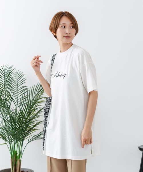 fort point(フォーポイント)の「【C-FORTPOINT/フォートポイント】【動きやすいサイドスリット入り】フロントロゴ 刺繍チュニック ゆったりシルエット 体形カバー シンプル カジュアル(Tシャツ/カットソー・レディース・チャコールグレー/ブラック/ベージュ/オフホワイト・FREE)」の15枚目の写真