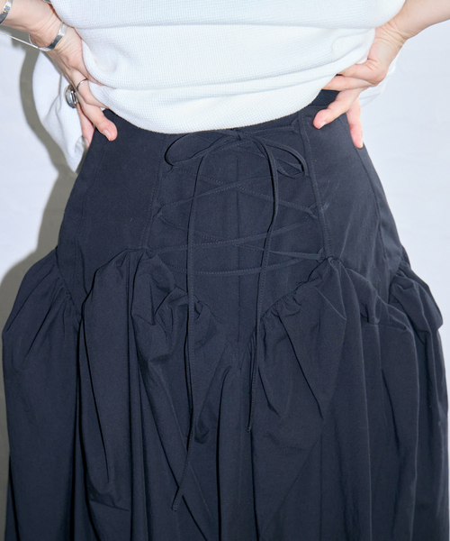 CITYSHOP（シティーショップ）の「MARGE COTTON CORSET DETAIL GATHERED SKIRT 1012-0105-033：スカート（スカート・レディース・ブラック・36/34）」の2枚目の写真