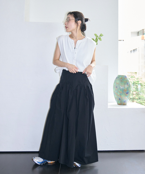 CITYSHOP（シティーショップ）の「MARGE COTTON CORSET DETAIL GATHERED SKIRT 1012-0105-033：スカート（スカート・レディース・ブラック・36/34）」の3枚目の写真