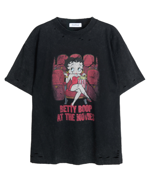 CNVS(ベティ ブープ)の「ベティブープシネマオーバーサイズ半袖Tシャツ_チャコール(Tシャツ/カットソー・レディース・チャコール・ONE)」の1枚目の写真