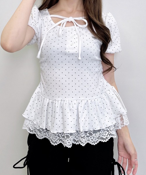 INGNI(イング)の「ヘンリーネックペプラムリブ/トップス(Tシャツ/カットソー・レディース・ホワイト系その他/ブラック系その他4・M)」の7枚目の写真