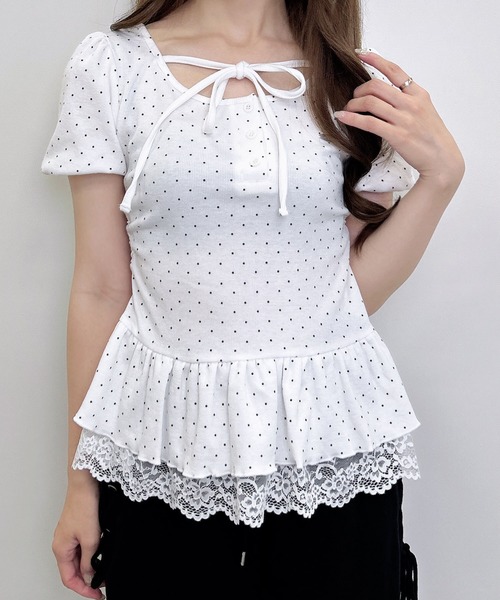 INGNI(イング)の「ヘンリーネックペプラムリブ/トップス(Tシャツ/カットソー・レディース・ホワイト系その他/ブラック系その他4・M)」の8枚目の写真