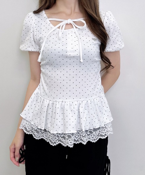 INGNI(イング)の「ヘンリーネックペプラムリブ/トップス(Tシャツ/カットソー・レディース・ホワイト系その他/ブラック系その他4・M)」の6枚目の写真
