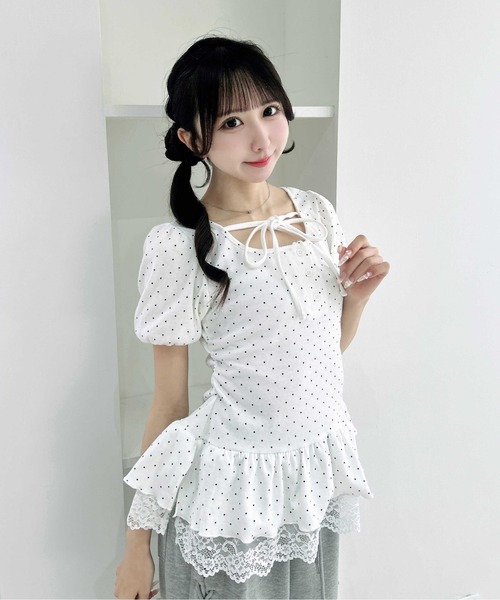 INGNI(イング)の「ヘンリーネックペプラムリブ/トップス(Tシャツ/カットソー・レディース・ホワイト系その他/ブラック系その他4・M)」の4枚目の写真