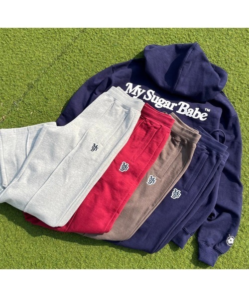 My sugar Babe（マイシュガーベイブ）の「2way Tuck Sweat pants（スウェットパンツ・メンズ・チャコール/レッド・LARGE/MEDIUM）」の3枚目の写真