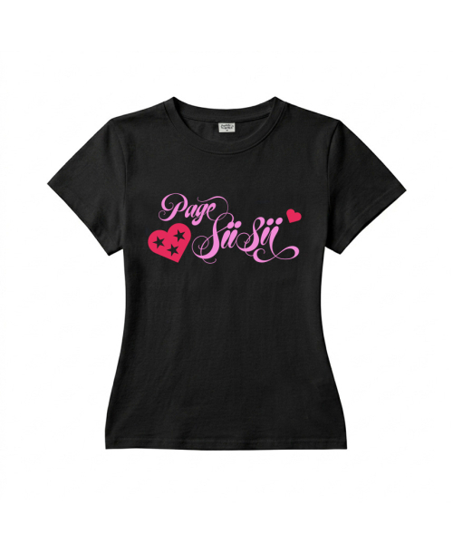 PAGESIISII(ページシシ)の「スターハートレタリングプリントスリムフィット半袖Tシャツブラック(Tシャツ/カットソー・レディース・その他・MEDIUM/LARGE)」の2枚目の写真