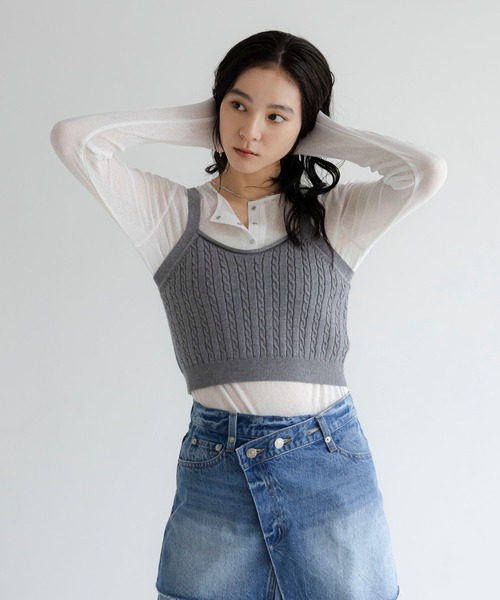 LOWRYS FARM(ローリーズファーム)の「ホソケーブルニットビスチェ 824183(その他トップス・レディース・ブラック/ホワイト/レッド/グレー・FREE)」の11枚目の写真