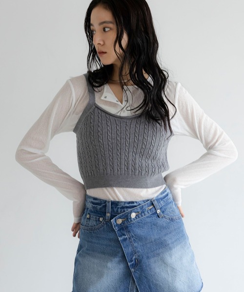 LOWRYS FARM(ローリーズファーム)の「ホソケーブルニットビスチェ 824183(その他トップス・レディース・ブラック/ホワイト/レッド/グレー・FREE)」の12枚目の写真
