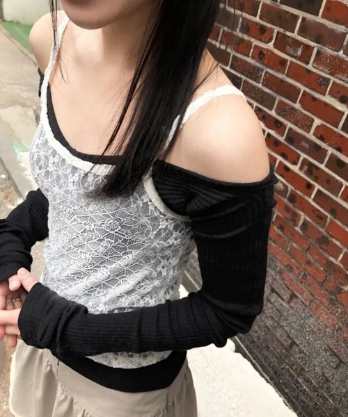 Miniministore(ミニミニストア)の「総レースシアーキャミソールレイヤード夏服(キャミソール・レディース・ホワイト/ブラック/ダークグレー・FREE)」の22枚目の写真