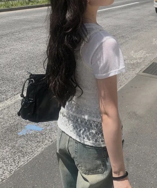 Miniministore(ミニミニストア)の「総レースシアーキャミソールレイヤード夏服(キャミソール・レディース・ホワイト/ブラック/ダークグレー・FREE)」の17枚目の写真