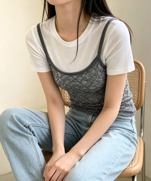 Miniministore(ミニミニストア)の「総レースシアーキャミソールレイヤード夏服(キャミソール・レディース・ホワイト/ブラック/ダークグレー・FREE)」の10枚目の写真