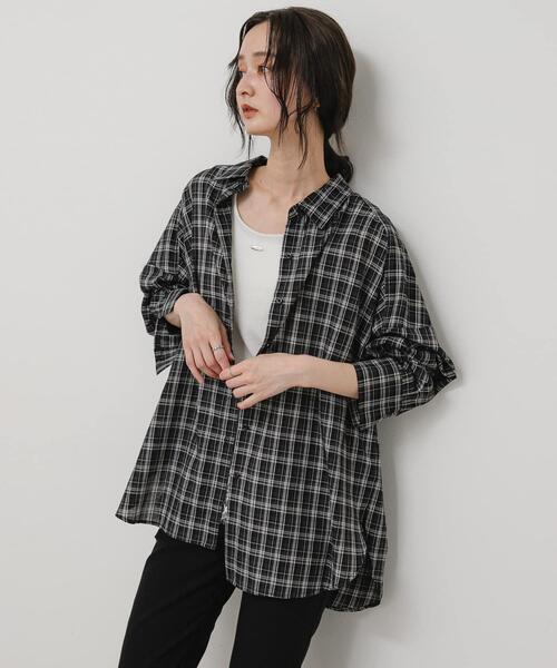 SENSE OF PLACE by URBAN RESEARCH(センスオブプレイスバイアーバンリサーチ)の「『接触冷感』UVケアチェックルーズシャツ(シャツ/ブラウス・レディース・ホワイト系その他/ブルー系その他/ブラック系その他・ONE)」の5枚目の写真
