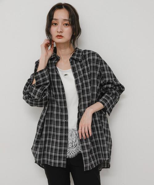 SENSE OF PLACE by URBAN RESEARCH(センスオブプレイスバイアーバンリサーチ)の「『接触冷感』UVケアチェックルーズシャツ(シャツ/ブラウス・レディース・ホワイト系その他/ブルー系その他/ブラック系その他・ONE)」の6枚目の写真