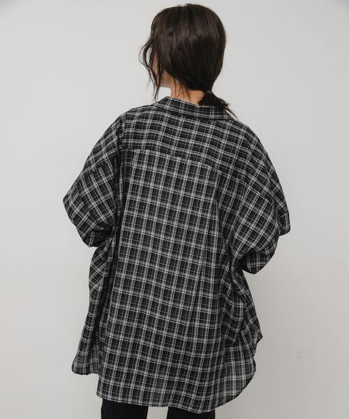 SENSE OF PLACE by URBAN RESEARCH(センスオブプレイスバイアーバンリサーチ)の「『接触冷感』UVケアチェックルーズシャツ(シャツ/ブラウス・レディース・ホワイト系その他/ブルー系その他/ブラック系その他・ONE)」の7枚目の写真