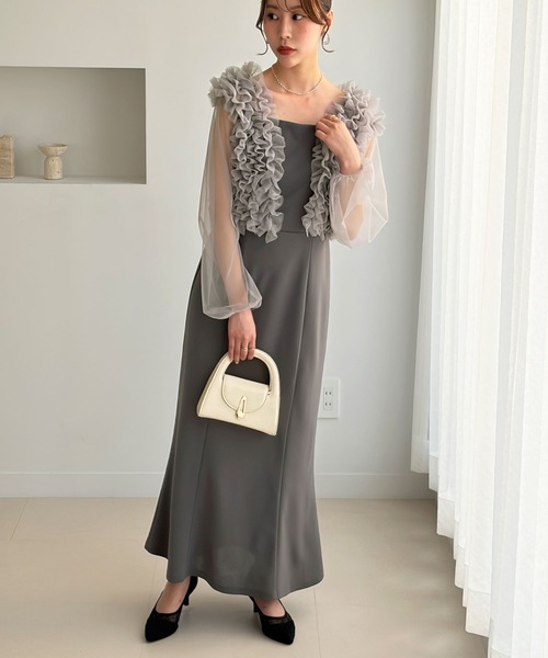 GeeRA（ジーラ）の「【2点セット】フリルボレロ＆キャミドレス（ドレス・レディース・グレー/アイボリー・X-LARGE/LARGE/MEDIUM）」の17枚目の写真