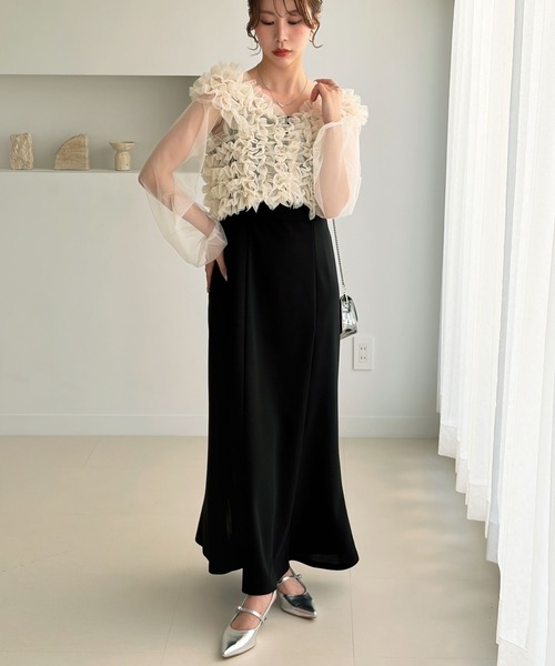 GeeRA（ジーラ）の「【2点セット】フリルボレロ＆キャミドレス（ドレス・レディース・グレー/アイボリー・X-LARGE/LARGE/MEDIUM）」の5枚目の写真