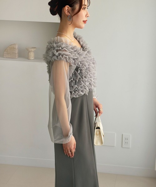 GeeRA（ジーラ）の「【2点セット】フリルボレロ＆キャミドレス（ドレス・レディース・グレー/アイボリー・X-LARGE/LARGE/MEDIUM）」の20枚目の写真