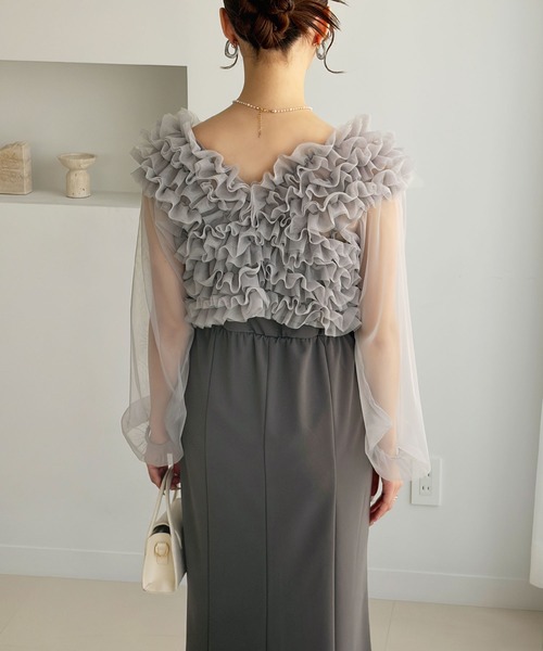 GeeRA（ジーラ）の「【2点セット】フリルボレロ＆キャミドレス（ドレス・レディース・グレー/アイボリー・X-LARGE/LARGE/MEDIUM）」の21枚目の写真