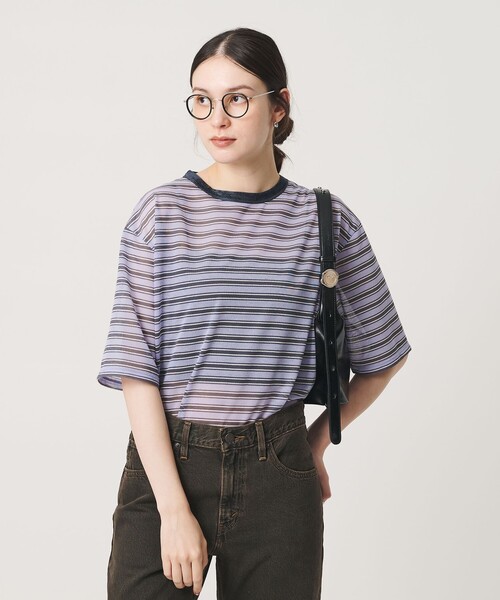 BEAUTY&YOUTH UNITED ARROWS（ビューティーアンドユースユナイテッドアローズ）の「コットンポリエステル シアーボーダー Tシャツ（Tシャツ/カットソー・レディース・オフホワイト/ダークブラウン/ライラック・FREE）」の11枚目の写真
