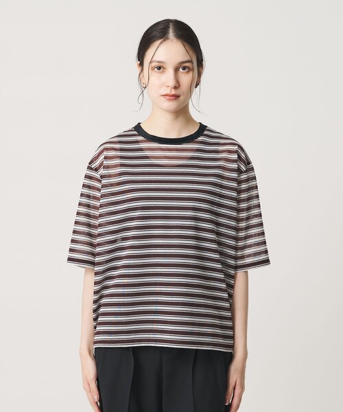 BEAUTY&YOUTH UNITED ARROWS（ビューティーアンドユースユナイテッドアローズ）の「コットンポリエステル シアーボーダー Tシャツ（Tシャツ/カットソー・レディース・オフホワイト/ダークブラウン/ライラック・FREE）」の13枚目の写真