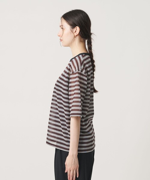 BEAUTY&YOUTH UNITED ARROWS（ビューティーアンドユースユナイテッドアローズ）の「コットンポリエステル シアーボーダー Tシャツ（Tシャツ/カットソー・レディース・オフホワイト/ダークブラウン/ライラック・FREE）」の14枚目の写真