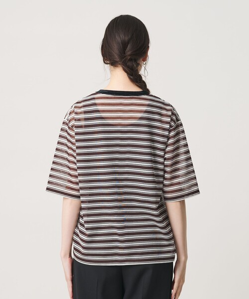 BEAUTY&YOUTH UNITED ARROWS（ビューティーアンドユースユナイテッドアローズ）の「コットンポリエステル シアーボーダー Tシャツ（Tシャツ/カットソー・レディース・オフホワイト/ダークブラウン/ライラック・FREE）」の15枚目の写真