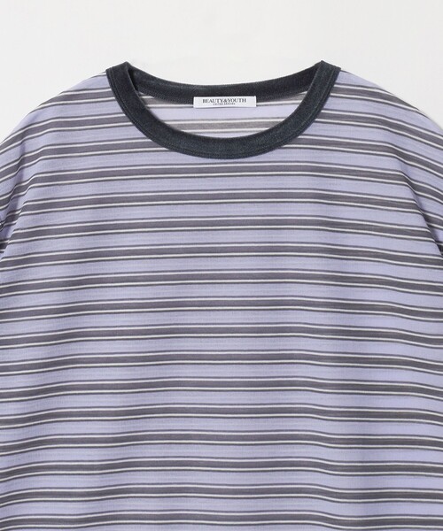 BEAUTY&YOUTH UNITED ARROWS（ビューティーアンドユースユナイテッドアローズ）の「コットンポリエステル シアーボーダー Tシャツ（Tシャツ/カットソー・レディース・オフホワイト/ダークブラウン/ライラック・FREE）」の18枚目の写真
