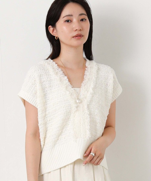 Gready Brilliant(グレディブリリアン)の「フリンジジャガードベスト(ニット/セーター・レディース・ブラック/アイボリー/ワイン・38)」の18枚目の写真