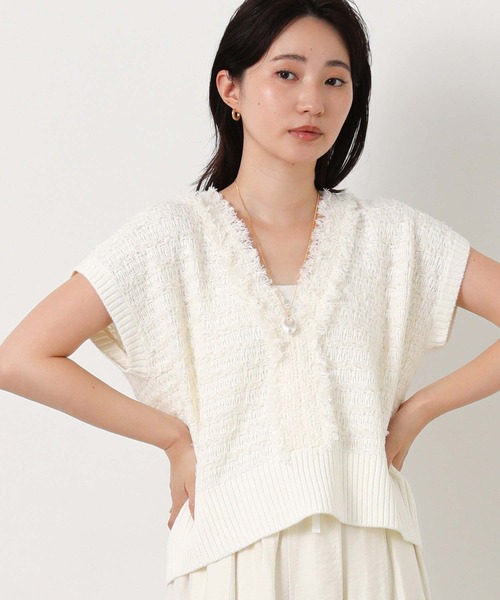 Gready Brilliant(グレディブリリアン)の「フリンジジャガードベスト(ニット/セーター・レディース・ブラック/アイボリー/ワイン・38)」の21枚目の写真