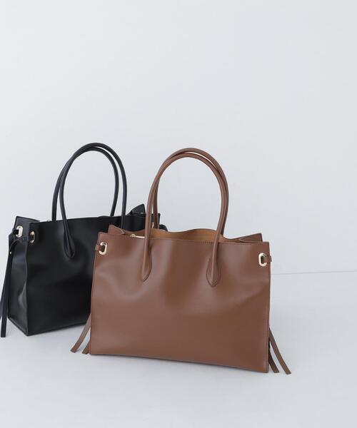 NATURAL BEAUTY BASIC（ナチュラルビューティーベーシック）の「〈A4収納可〉オーバルアイレットトート（トートバッグ・レディース・ダークブラウン/ブラック・-）」の2枚目の写真