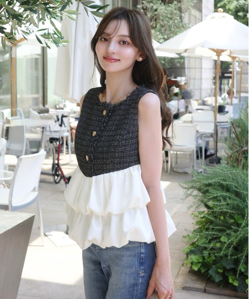 Tweed docking balloon tops/ツイードドッキングバルーントップス（T 