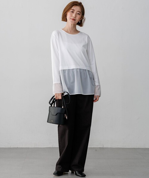 23区（ニジュウサンク）の「ナチュラルコットンベア シアーコンビ カットソー（Tシャツ/カットソー・レディース・ブラック系/ホワイト系・38/40）」の8枚目の写真