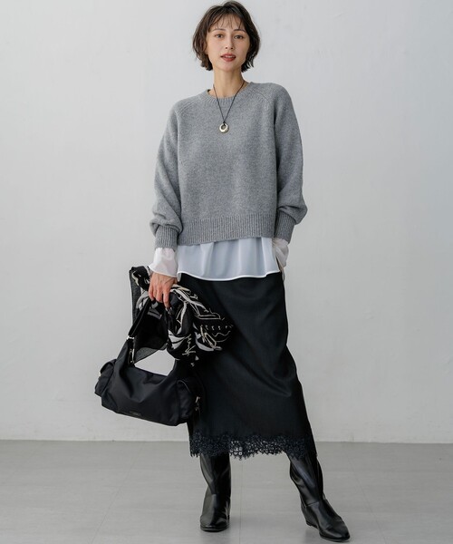 23区（ニジュウサンク）の「ナチュラルコットンベア シアーコンビ カットソー（Tシャツ/カットソー・レディース・ブラック系/ホワイト系・38/40）」の14枚目の写真