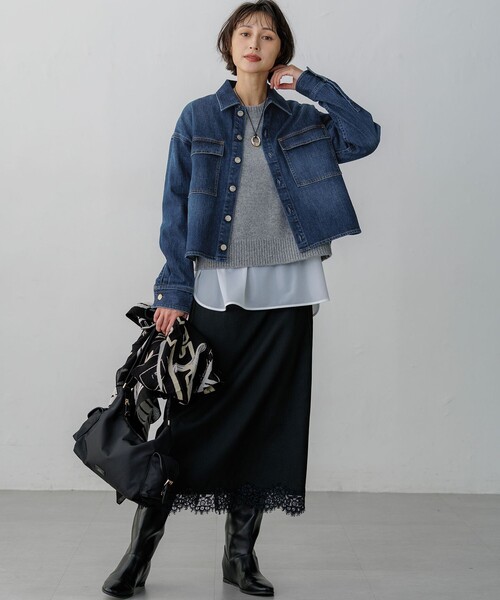 23区（ニジュウサンク）の「ナチュラルコットンベア シアーコンビ カットソー（Tシャツ/カットソー・レディース・ブラック系/ホワイト系・38/40）」の15枚目の写真