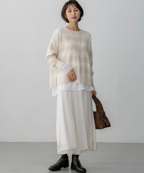 23区（ニジュウサンク）の「ナチュラルコットンベア シアーコンビ カットソー（Tシャツ/カットソー・レディース・ブラック系/ホワイト系・38/40）」の19枚目の写真